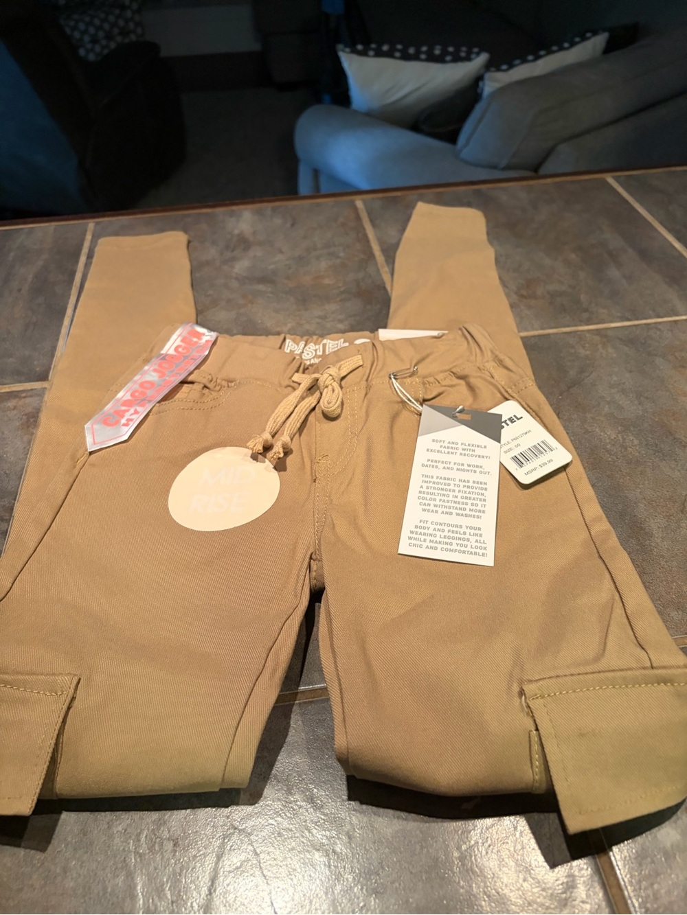 NWT Pastels Tan Cargo Skinny Pants with Drawstring- size 00